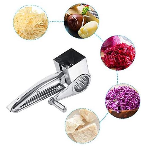  [아마존베스트]Eecoo Multipurpose Cheese Grater, Stainless Steel Cheese Grater with Stainless Steel Hand Drums for Parmesan, Mozzerella, Vegetables and More, Ergonomic Design