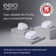 [아마존베스트]Introducing Amazon eero 6 dual-band mesh Wi-Fi 6 system with built-in Zigbee smart home hub (3-pack, 1 eero 6 router + 2 eero 6 extenders)