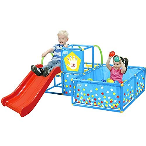  Eezy Peezy Active Play 3 in 1 Jungle Gym PlaySet  Includes Slide, Ball Pit, & Toss Target with 50 Colorful Balls