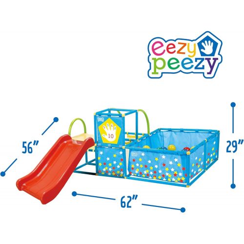  Eezy Peezy Active Play 3 in 1 Jungle Gym PlaySet  Includes Slide, Ball Pit, & Toss Target with 50 Colorful Balls