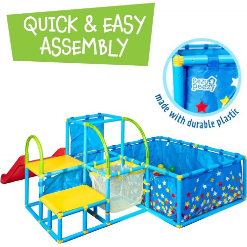  Eezy Peezy Active Play 3 in 1 Jungle Gym PlaySet  Includes Slide, Ball Pit, & Toss Target with 50 Colorful Balls