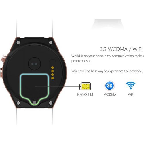  Efanr KW88 Round Bluetooth Smart Watch Unlocked Android 5.1 Wrist Phone Nano SIM 3G WIFI 2.0MP Camera Touchscreen Smartwatch Call Heart Rate Monitor Pedometer for Android Samsung I