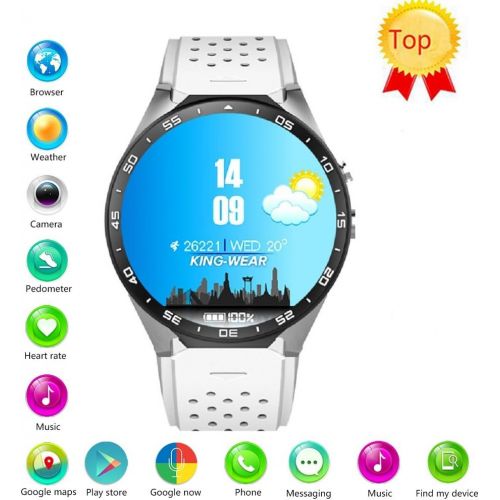  Efanr KW88 Round Bluetooth Smart Watch Unlocked Android 5.1 Wrist Phone Nano SIM 3G WIFI 2.0MP Camera Touchscreen Smartwatch Call Heart Rate Monitor Pedometer for Android Samsung I