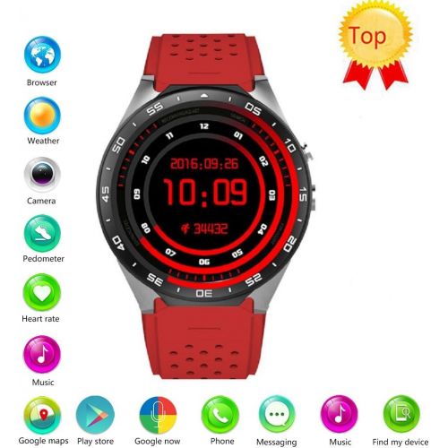  Efanr KW88 Round Bluetooth Smart Watch Unlocked Android 5.1 Wrist Phone Nano SIM 3G WIFI 2.0MP Camera Touchscreen Smartwatch Call Heart Rate Monitor Pedometer for Android Samsung I