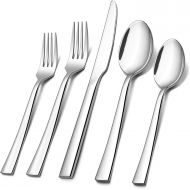 [아마존베스트]20-Piece Silverware Set, E-far Stainless Steel Flatware Set Service for 4, Modern Tableware Cutlery Set includes Forks, Spoons, Knives, Square Edge & Mirror Finish, Dishwasher Safe