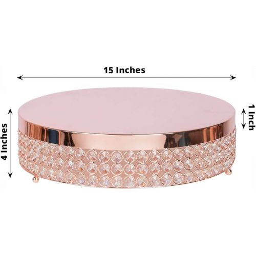  Efavormart Rose Gold Crystal Beaded Metal Cake Stand Pedestal, Cupcake Display, Dessert Riser - 16