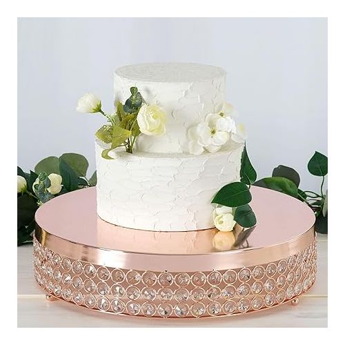  Efavormart Rose Gold Crystal Beaded Metal Cake Stand Pedestal, Cupcake Display, Dessert Riser - 16