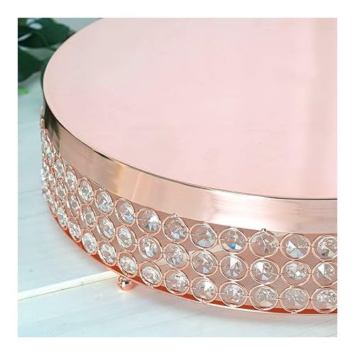  Efavormart Rose Gold Crystal Beaded Metal Cake Stand Pedestal, Cupcake Display, Dessert Riser - 16