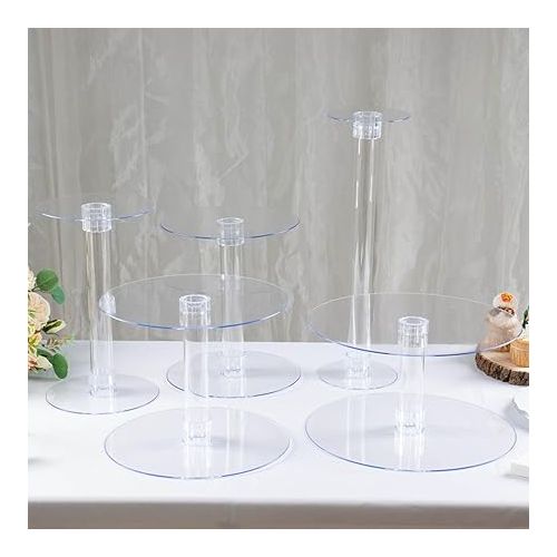  Efavormart Lovely 5 Tier Acrylic Crystal Glass Clear Cake Dessert Decorating Stand for Birthday Party Wedding