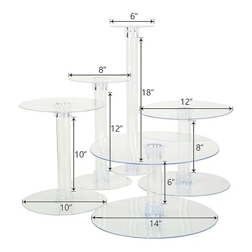  Efavormart Lovely 5 Tier Acrylic Crystal Glass Clear Cake Dessert Decorating Stand for Birthday Party Wedding