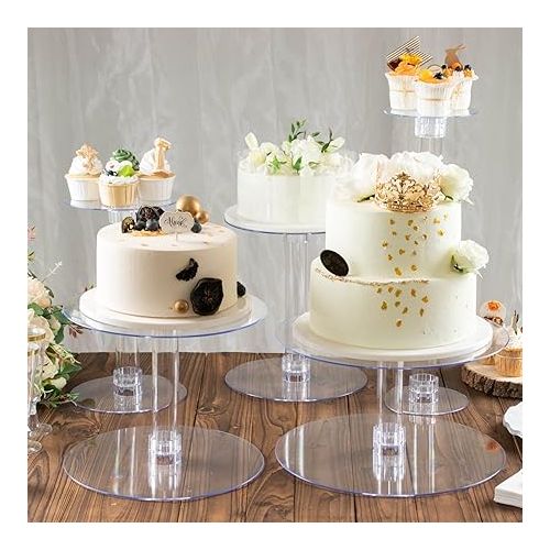  Efavormart Lovely 5 Tier Acrylic Crystal Glass Clear Cake Dessert Decorating Stand for Birthday Party Wedding