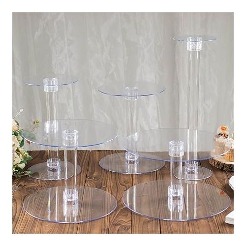  Efavormart Lovely 5 Tier Acrylic Crystal Glass Clear Cake Dessert Decorating Stand for Birthday Party Wedding