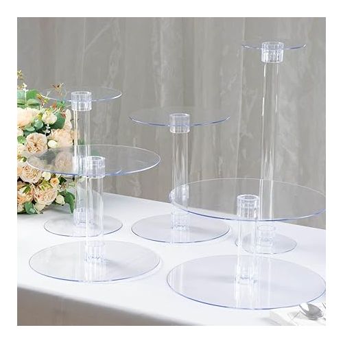  Efavormart Lovely 5 Tier Acrylic Crystal Glass Clear Cake Dessert Decorating Stand for Birthday Party Wedding