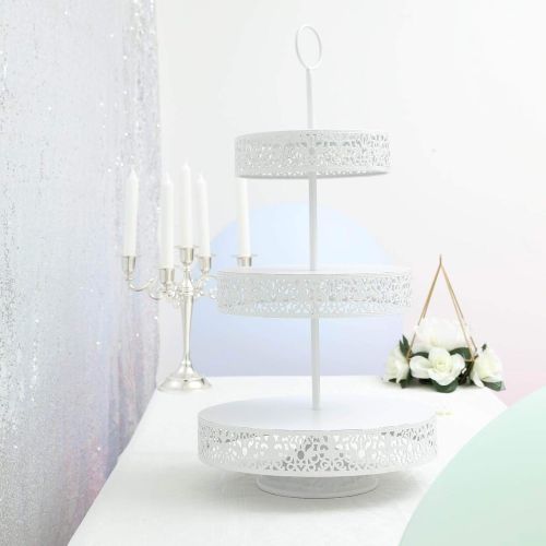  Efavormart 23 Tall WHITE 3-Tier Metal Reversible Dessert Cupcake Stand For Wedding Decoration Event