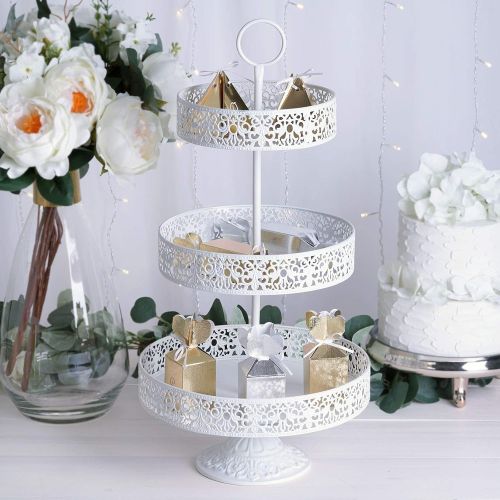  Efavormart 23 Tall WHITE 3-Tier Metal Reversible Dessert Cupcake Stand For Wedding Decoration Event