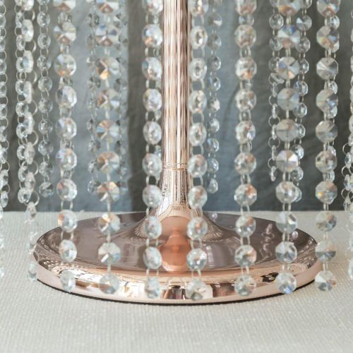 Efavormart.com Efavormart 15 Rose Gold Crystal Pendants Metal Chandelier Cake Stand Dessert Display Plate - 12 Tall