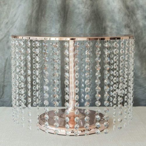  Efavormart.com Efavormart 15 Rose Gold Crystal Pendants Metal Chandelier Cake Stand Dessert Display Plate - 12 Tall