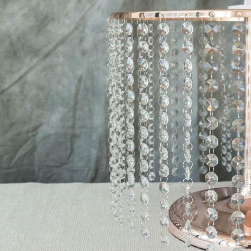  Efavormart.com Efavormart 15 Rose Gold Crystal Pendants Metal Chandelier Cake Stand Dessert Display Plate - 12 Tall