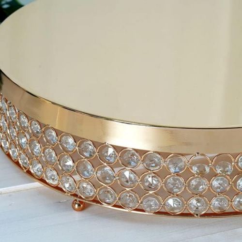  Efavormart.com Efavormart Gold Grand Wedding Beaded Crystal Metal Cake Centerpiece Stand Wedding Party Rise Cake Display Stand - 15.5 Diameter