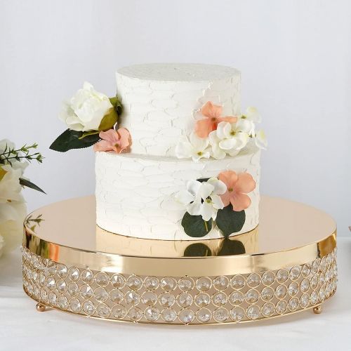  Efavormart.com Efavormart Gold Grand Wedding Beaded Crystal Metal Cake Centerpiece Stand Wedding Party Rise Cake Display Stand - 15.5 Diameter