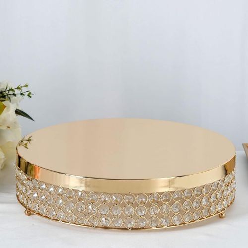  Efavormart.com Efavormart Gold Grand Wedding Beaded Crystal Metal Cake Centerpiece Stand Wedding Party Rise Cake Display Stand - 15.5 Diameter