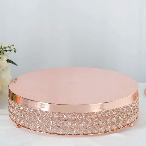  Efavormart.com Efavormart Rose Gold Grand Wedding Beaded Crystal Metal Cake Centerpiece Stand Wedding Party Rise Cake Stand - 15.5 Diameter