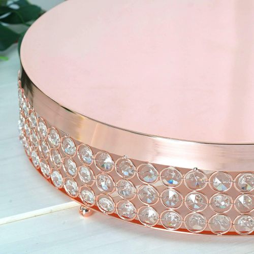  Efavormart.com Efavormart Rose Gold Grand Wedding Beaded Crystal Metal Cake Centerpiece Stand Wedding Party Rise Cake Stand - 15.5 Diameter