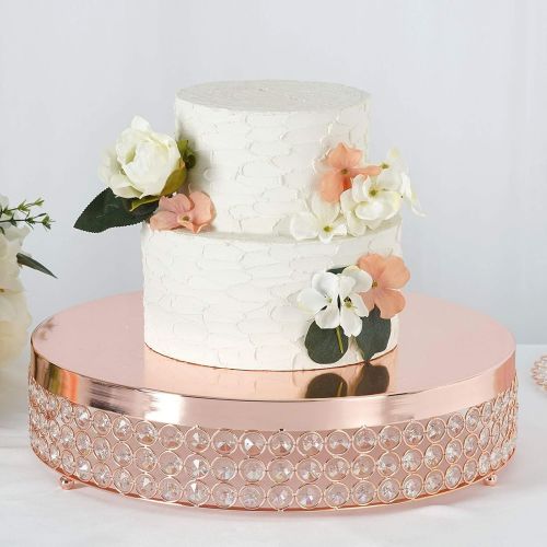  Efavormart.com Efavormart Rose Gold Grand Wedding Beaded Crystal Metal Cake Centerpiece Stand Wedding Party Rise Cake Stand - 15.5 Diameter