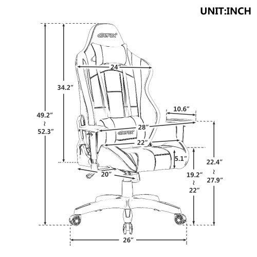  Eficentline Case of 5, Gaming Chair Racing Style High Back Ergonomic Executive Office Swivel Computer Chair Height Adjustable Task Chair Reclining with Lumbar Support and Headrest