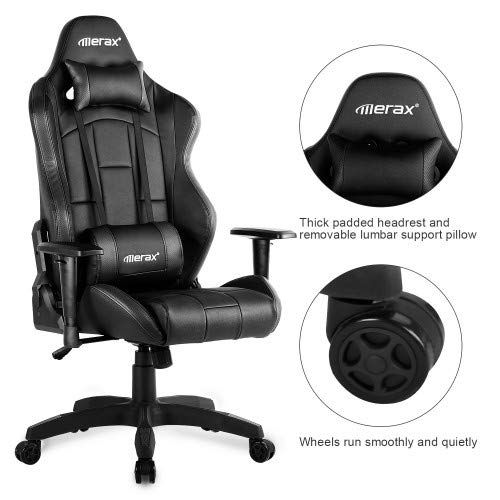  Eficentline Case of 5, Gaming Chair Racing Style High Back Ergonomic Executive Office Swivel Computer Chair Height Adjustable Task Chair Reclining with Lumbar Support and Headrest