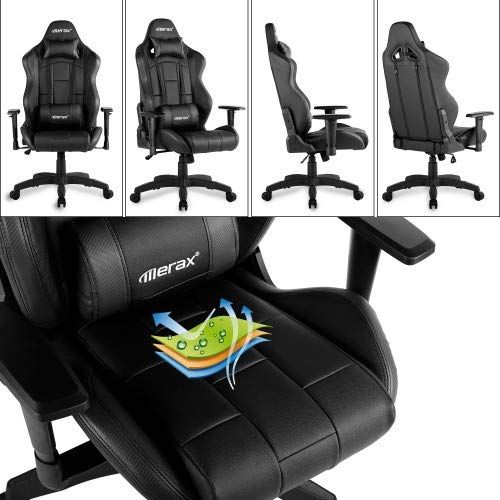  Eficentline Case of 5, Gaming Chair Racing Style High Back Ergonomic Executive Office Swivel Computer Chair Height Adjustable Task Chair Reclining with Lumbar Support and Headrest
