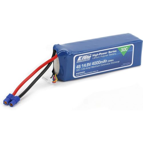  E-flite 4000mAh 4S 14.8V 30C LiPo12AWG EC3 Battery