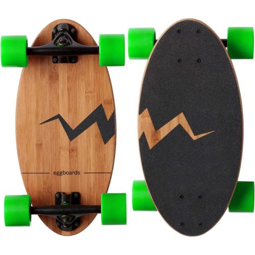 [아마존베스트]Eggboards Mini Longboard Bamboo Wood - Sustainable Compact Skateboard for Adults and Kids. Easy to Carry, Smooth to Ride