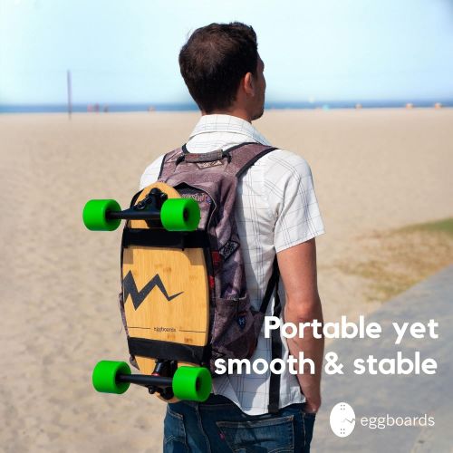  [아마존베스트]Eggboards Mini Longboard Bamboo Wood - Sustainable Compact Skateboard for Adults and Kids. Easy to Carry, Smooth to Ride