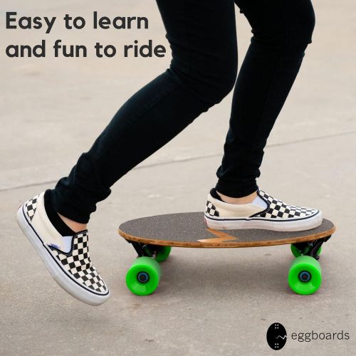  [아마존베스트]Eggboards Mini Longboard Bamboo Wood - Sustainable Compact Skateboard for Adults and Kids. Easy to Carry, Smooth to Ride