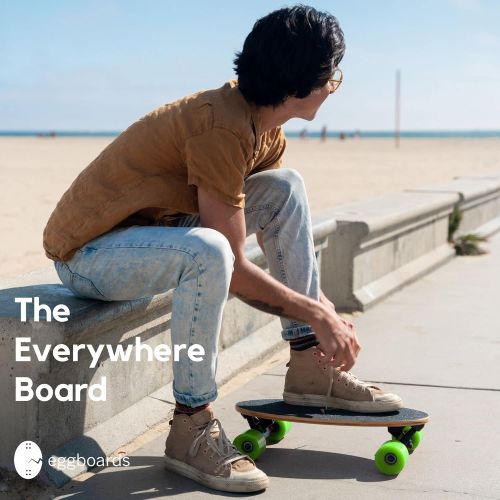  [아마존베스트]Eggboards Mini Longboard Bamboo Wood - Sustainable Compact Skateboard for Adults and Kids. Easy to Carry, Smooth to Ride