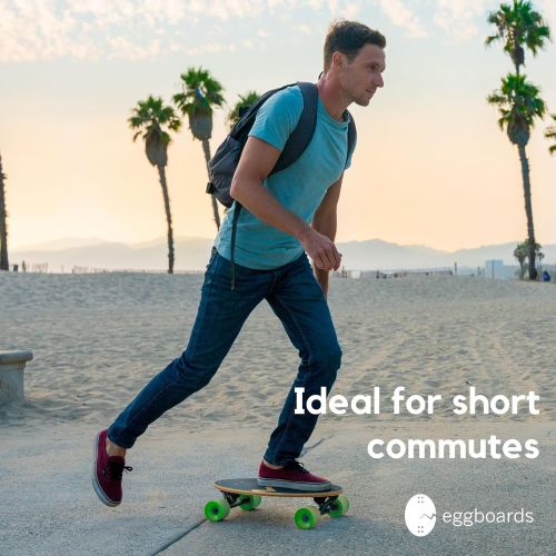  [아마존베스트]Eggboards Mini Longboard Bamboo Wood - Sustainable Compact Skateboard for Adults and Kids. Easy to Carry, Smooth to Ride