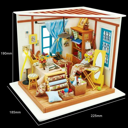  Eggschale Dollhouse Miniature DIY House Kit 3D Model Wooden Toy House Alices Dreamy Bedroom Creative Gifts for Kids Girlfriend Women Birthday Childrens Day Valentines Day