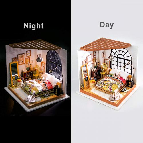  Eggschale Dollhouse Miniature DIY House Kit 3D Model Wooden Toy House Alices Dreamy Bedroom Creative Gifts for Kids Girlfriend Women Birthday Childrens Day Valentines Day