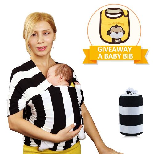  Egmao baby Baby Carrier Sling Wrap by EGMAO BABY - Baby Carrier, Cuddle Up Baby Wrap -Specialized for Newborn and Infants - Blackwhite 200 x 22