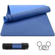[아마존베스트]EgoIggo Yoga mat, sports mat, non-slip, gymnastics mat, made of environmentally friendly TPE (thermoplastic elastomer), yoga mat, carrying strap/bag, 6 mm thick, fitness mat, 181 c