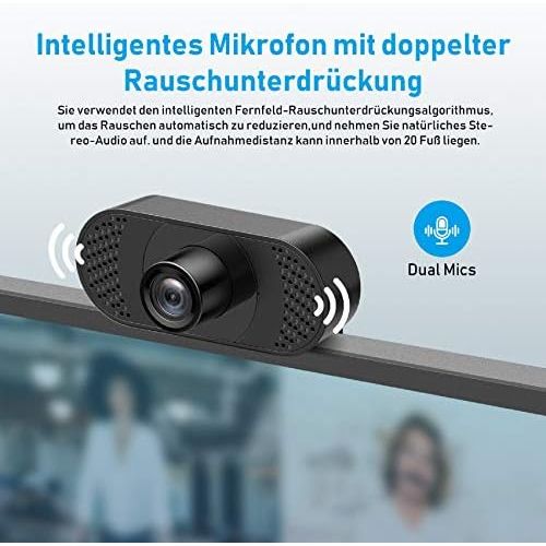  [아마존베스트]Unbekannt Ehome Webcam with Microphone, Webcam 1080P for Laptop, Desktop, USB 2.0 Plug & Play, Webcam PC, Automatic Light Correction for Live Streaming, Video Calls, Online Teaching, Confere