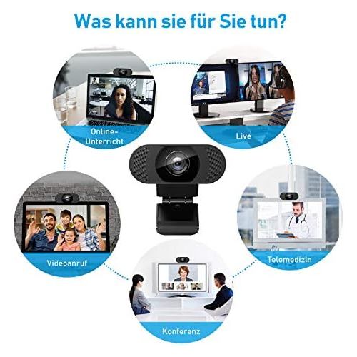  [아마존베스트]Unbekannt Ehome Webcam with Microphone, Webcam 1080P for Laptop, Desktop, USB 2.0 Plug & Play, Webcam PC, Automatic Light Correction for Live Streaming, Video Calls, Online Teaching, Confere