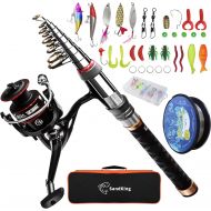 Ehowdin Fishing Pole Kit, Carbon Fiber Telescopic Fishing Rod and Reel Combo with Spinning Reel, Line, Bionic Bait, Hooks and Carrier Bag, Fishing Gear Set for Beginner Adults Saltwater Fr