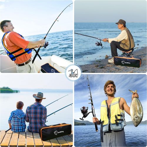  Ehowdin Fishing Pole Kit, Carbon Fiber Telescopic Fishing Rod and Reel Combo with Spinning Reel, Line, Bionic Bait, Hooks and Carrier Bag, Fishing Gear Set for Beginner Adults Saltwater Fr