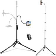 Eicaus 92’’ Tall Cell Phone Tripod Stand with 16.5’’ Flexible Gooseneck and Remote, Overhead Tripod with Adjustable 360°Ball Head & Phone Holder for iPhone 15 Pro Max/Plus/14/13/12/11, Android