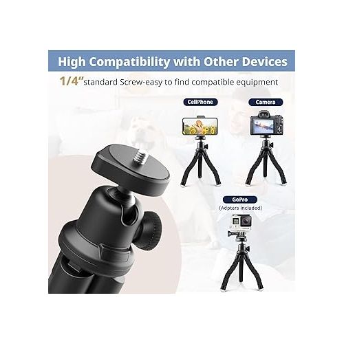  Eicaus Portable and Flexible Phone Tripod Stand for Cellphones, Compact Mini Tripod with Remote for Video Recording, Vlogging and Travel Photography(Black)