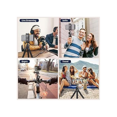  Eicaus Portable and Flexible Phone Tripod Stand for Cellphones, Compact Mini Tripod with Remote for Video Recording, Vlogging and Travel Photography(Black)