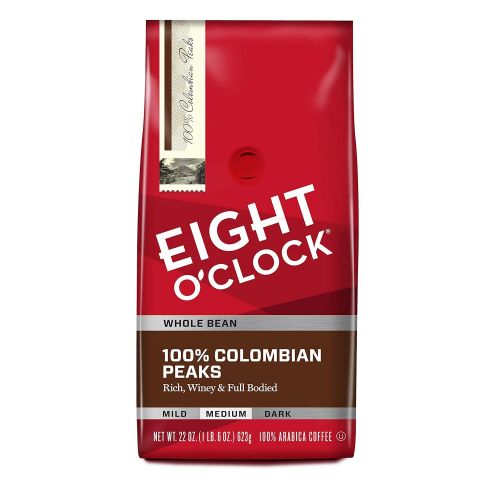  Eight OClock Coffee Eight OClock Whole Bean Coffee, 100% Colombian Peaks, 22 Ounce (Pack of 1)