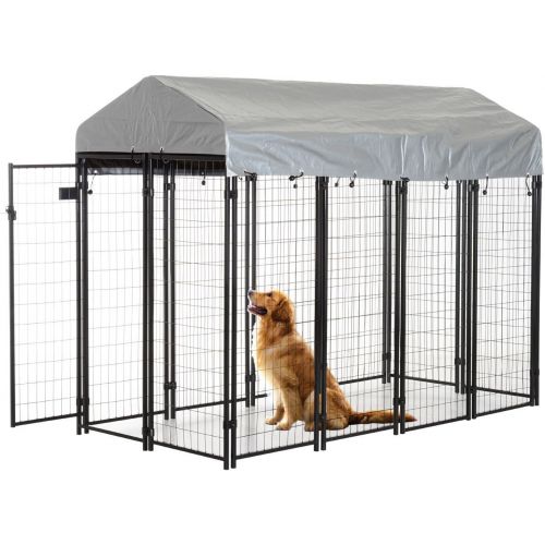  Eight24hours Outdoor Dog Kennel Run House Crate Cage Enclosure Anti-UV Roof Patio Pet Shelter - L48 x W96 xH 58 - 72